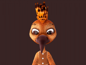 Cartoon Hoopoe Rigged Model 3D