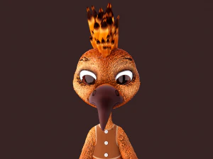 Cartoon Hoopoe Rigged 3D Model