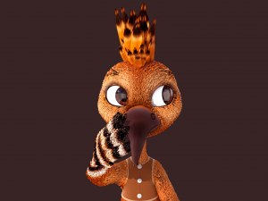 Cartoon Hoopoe Rigged Model 3D