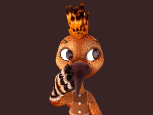 Cartoon Hoopoe Rigged 3D Model