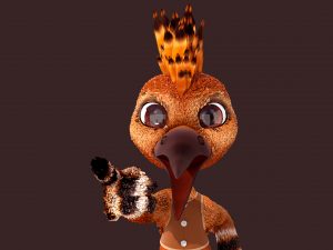 Cartoon Hoopoe Rigged Model 3D