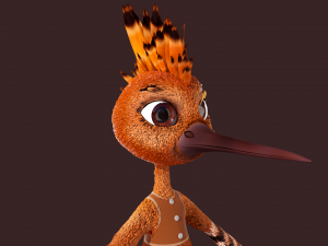 Cartoon Hoopoe Rigged Model 3D
