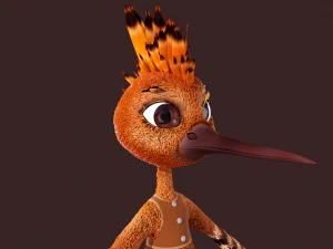 Cartoon Hoopoe Rigged 3D Model