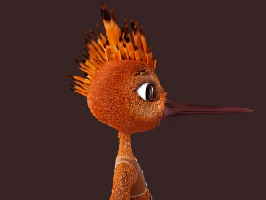 Cartoon Hoopoe Rigged 3D Model