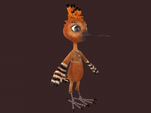 Cartoon Hoopoe Rigged Model 3D