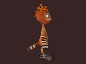 Cartoon Hoopoe Rigged 3D Model