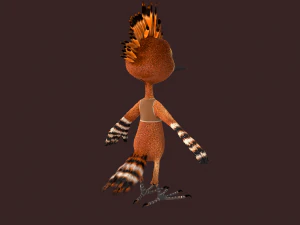 Cartoon Hoopoe Rigged 3D Model