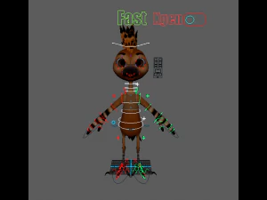 Cartoon Hoopoe Rigged 3D Model