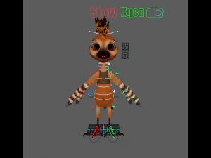 Cartoon Hoopoe Rigged 3D Model