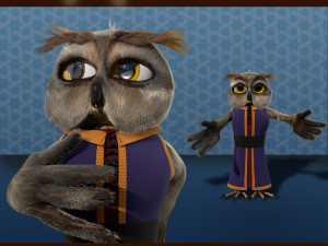 Cartoon OWl Rigged 3D Model