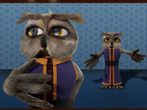 Gufo del fumetto truccato Modello 3D