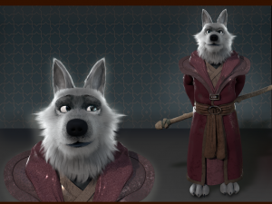 Cartoon old Wolf Rigged 3D Model