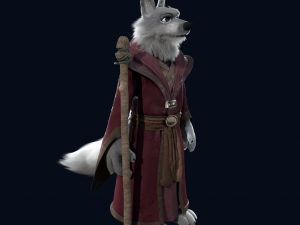 Cartoon old Wolf Rigged 3D Model