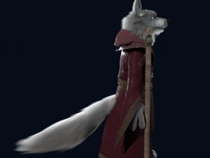 Cartoon old Wolf Rigged 3D Model