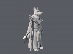 Cartoon old Wolf Rigged 3D Model