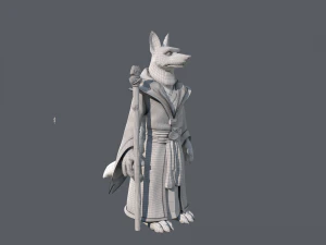 Cartoon old Wolf Rigged 3D Model
