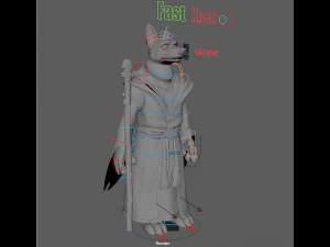 Cartoon old Wolf Rigged 3D Model