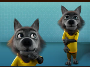 Cartoon giovane lupo truccato Modello 3D