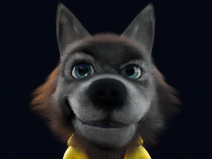 Cartoon Young Wolf Rigged 3D Model