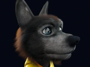 Cartoon Young Wolf Rigged 3D Model
