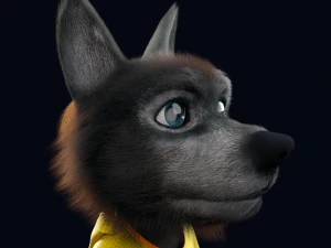 Cartoon Young Wolf Rigged 3D Model