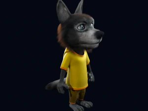 Cartoon Young Wolf Rigged 3D Model