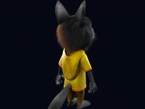 Cartoon Young Wolf Rigged 3D Model