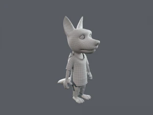 Cartoon Young Wolf Rigged 3D Model