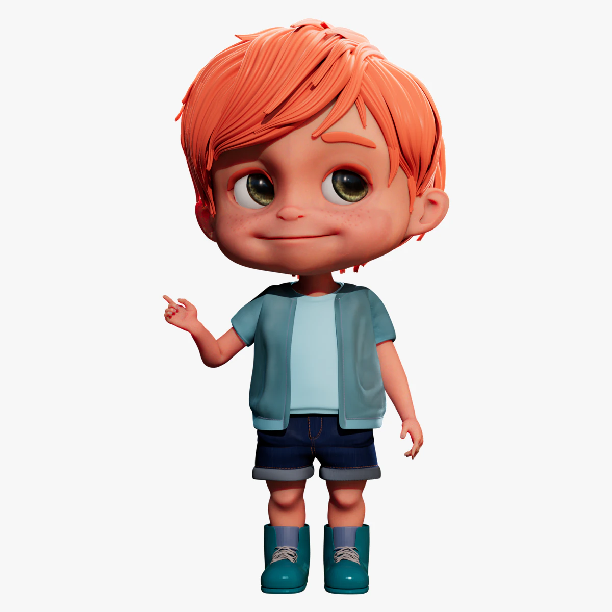 Cartoon Boy NoRig 3D Model .c4d .max .obj .3ds .fbx .stl .blend 