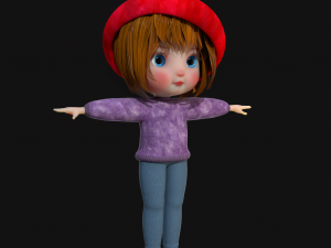 Cartoon Girl NoRig Modello 3D