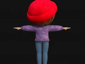 Cartoon Girl NoRig 3D Model