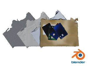 Open Envelopes And Credit Cards - UHD 3D Scan Model 3D 模型