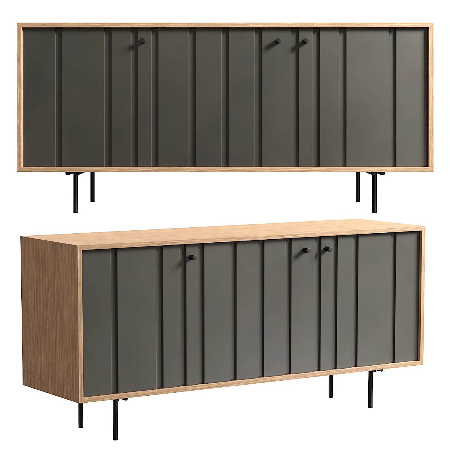 GALLERY INTERIORS FUJI 3 DOOR SIDEBOARD IN NATURAL 3D Model .c4d .max .obj .3ds .fbx .stl .blend 