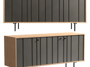 GALLERY INTERIORS FUJI 3 DOOR SIDEBOARD IN NATURAL 3D Model