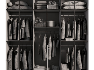 Glass Doors Modern Wardrobe 3D Model