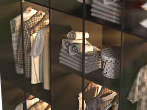 Glass Doors Modern Wardrobe 3D Model