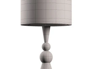Carmine dark wood and linen table lamp 3D Model