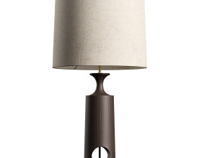 Morton dark wood and linen table lamp 3D Model
