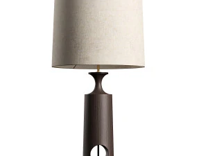 Lampada da tavolo Morton in legno scuro e lino Modello 3D