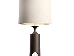 Morton dark wood and linen table lamp Modello 3D