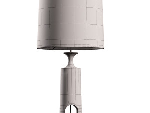 Morton dark wood and linen table lamp Modello 3D