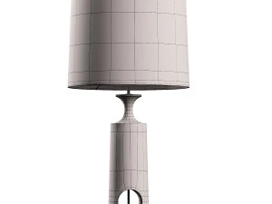 Morton dark wood and linen table lamp 3D Model
