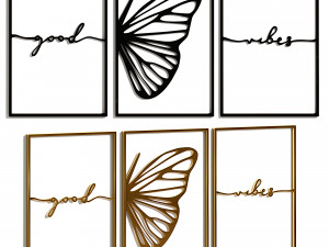 Pieces Wall Decor good vibes butterfly 3D Model