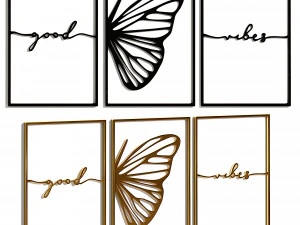 Pezzi Decorazione da parete Farfalla Good Vibes Modello 3D