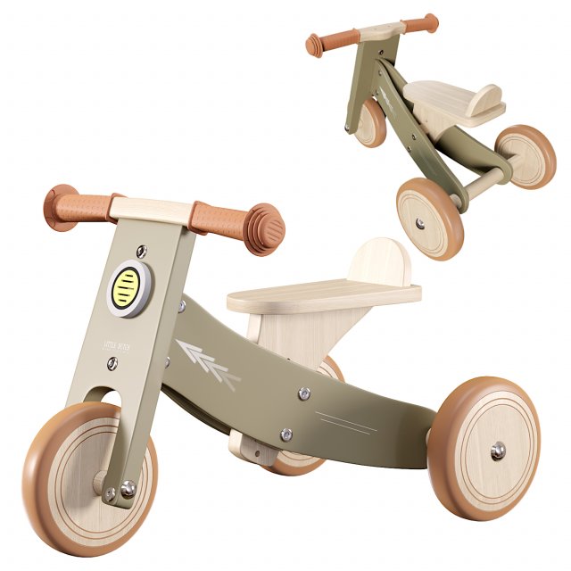 Wooden Tricycle Olive Modelo 3D .c4d .max .obj .3ds .fbx .stl .blend 
