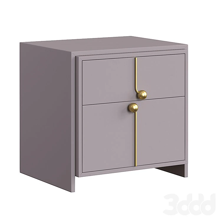 Post-modern Bedside Table with 2 Drawers Nightstand 3D Model .c4d .max .obj .3ds .fbx .stl .blend