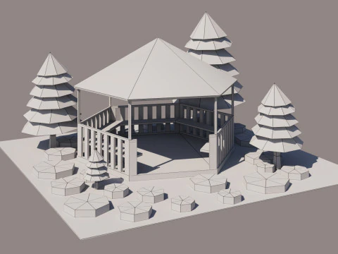 Low poly Gazebo 3D Model