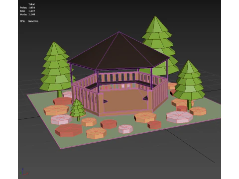 Low poly Gazebo 3D Model