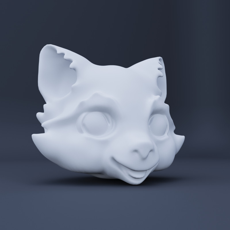 Stylized Racoon Head 3D Model .c4d .max .obj .3ds .fbx .stl .blend 