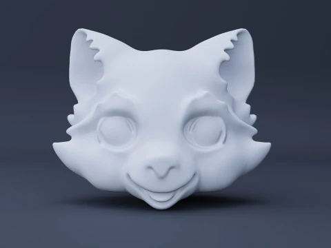 Stylized Racoon Head 3D Model